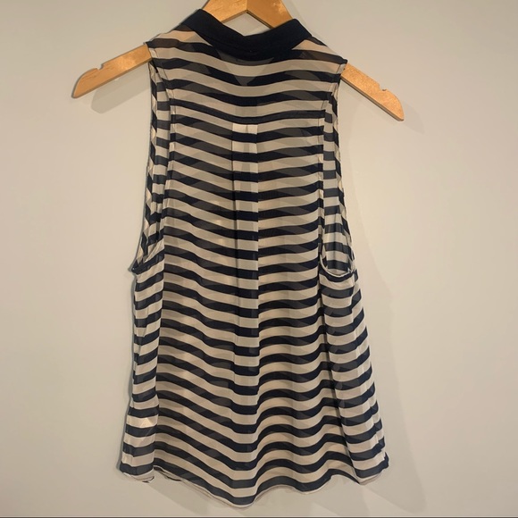 Sunday Best Sheer Navy and White Stripe Tank Button Up - Picture 4 of 4